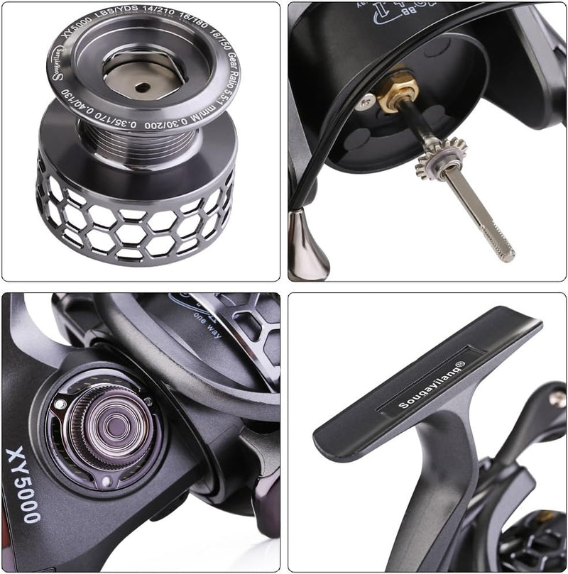 Sougayilang Angelrolle 13 + 1BB Leichtgewichtig, ultraglatt, Aluminium, drehbar, mit gratis Ersatz-G
