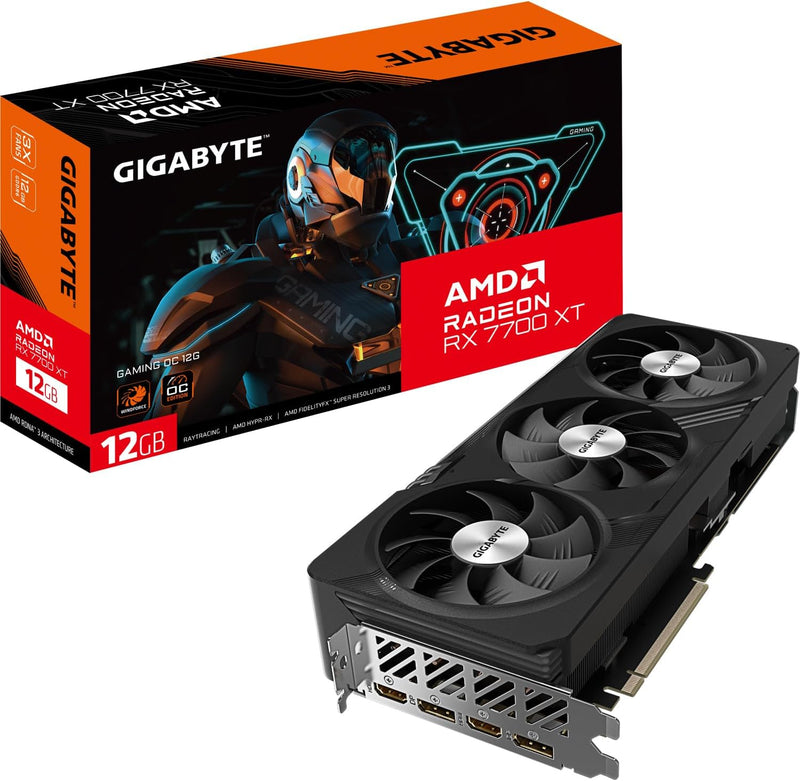 Gigabyte Radeon RX 7700 XT Gaming OC 12GB Grafikkarte - 12GB GDDR6 192-Bit, Windforce Kühlsystem, Me