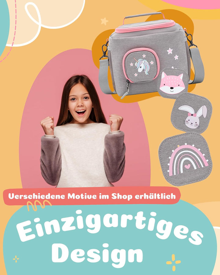JP Journey Tasche für Toniebox - Transporttasche für 10 Figuren und Box, Reise und Auto (Grau-Rosa E