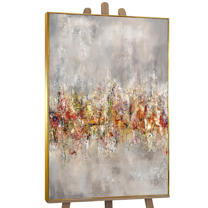 YS-Art XXL Abstrakt Acryl Gemälde auf Leinwand mit Rahmen heller Horizont handgemalte Wandbilder Woh
