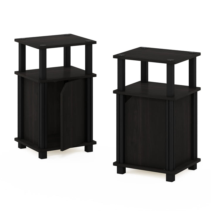 Furinno Brahms Beistelltisch/Sofatisch/Nachttisch mit 3 Ebenen, Engineered Wood, Espresso/Schwarz, 2
