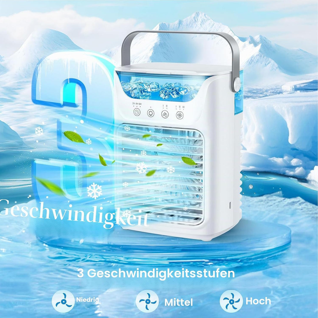 Tragbare Klimaanlagen, Luftkühler Luftbefeuchter mit Wassertank und Kaltnebel, Kühlventilator Unters