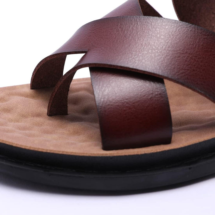 Harssidanzar Herren Sandalen Hausschuhe Cross Straps Slide Slip On Flip Flops für Männer Toe Ring St