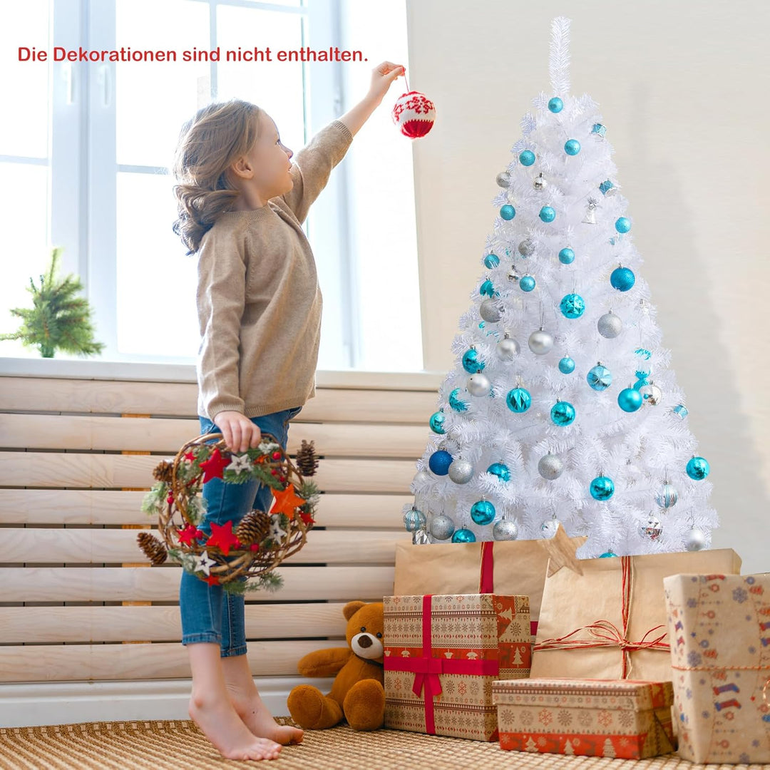 GOPLUS 150/180/210/240cm Weihnachtsbaum Weiss, Festliche Weihnachtdekoration für Zuhause, Weisser Ta