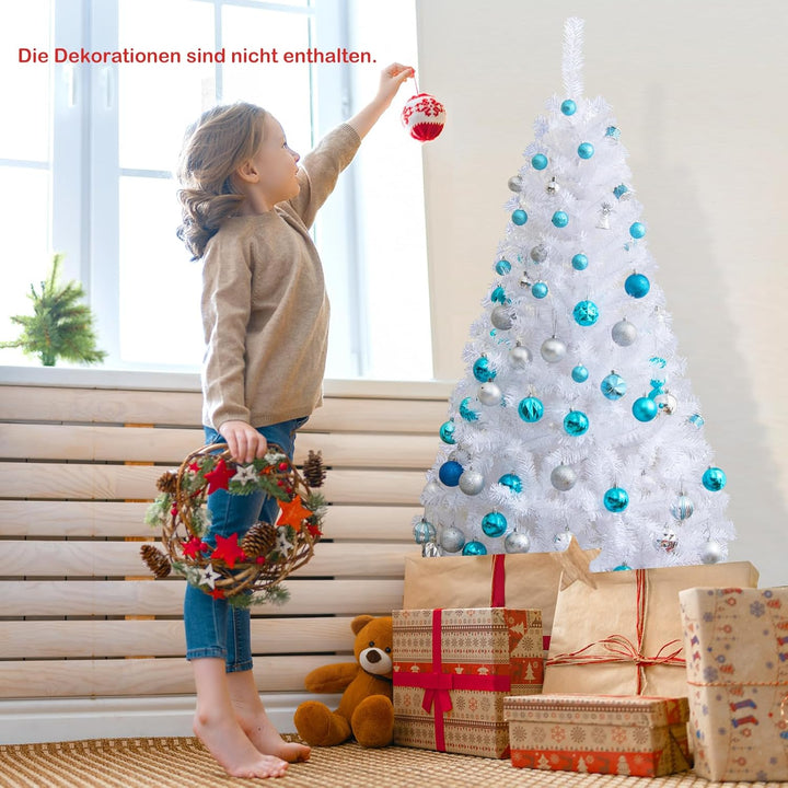 GOPLUS 150/180/210/240cm Weihnachtsbaum Weiss, Festliche Weihnachtdekoration für Zuhause, Weisser Ta