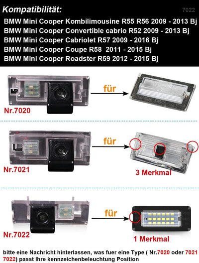 Wasserdicht Kennzeichenleuchte Rückfahrkamera Rückansicht Kamera für BMW E53 X5 E46 318 3er 316i Min