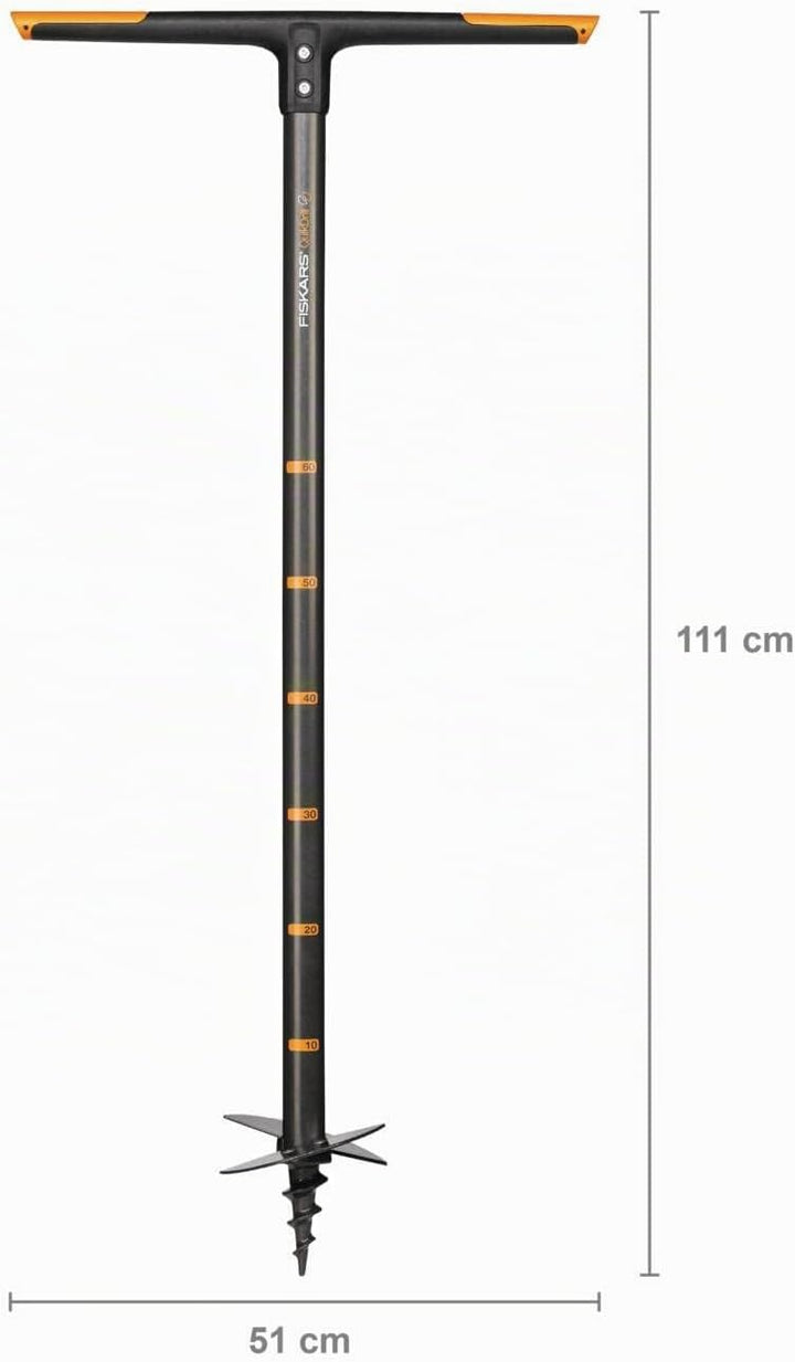 Fiskars Handerdbohrer, Für Löcher bis Ø 150 mm, Schwarz/Orange, QuikDrill, M, 1000638 Handerdbohrer