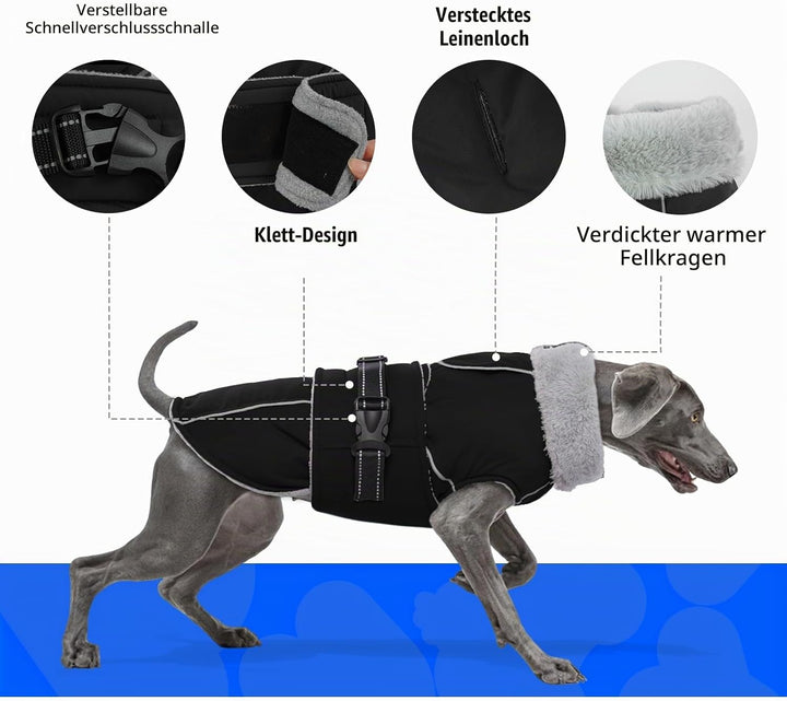 Hundemantel Winter, Wasserdicht Hundejacken Grosse Hunde Weste Winddicht Hundejacke Warm Fleece Refl