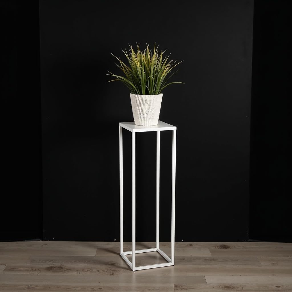 FRAMADO - Pflanzenständer Ferro - 24x24x100cm - Farbe Weiss - für Zimmerblumen - Metallregal - Dekor