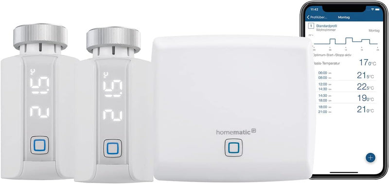 Homematic IP Smart Home Access Point + 2x Homematic IP Smart Home Heizkörperthermostat – Evo, digita