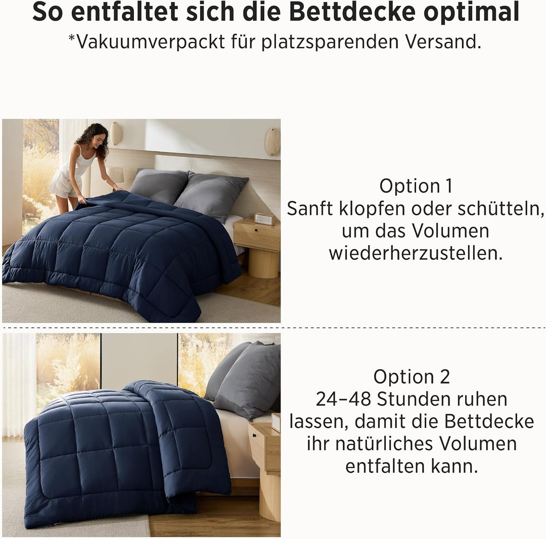 BEDSURE Bettdecke 200x200cm Ganzjahresdecke 4 Jahreszeiten, Steppdecke für Allergiker 300GSM Duvet 2