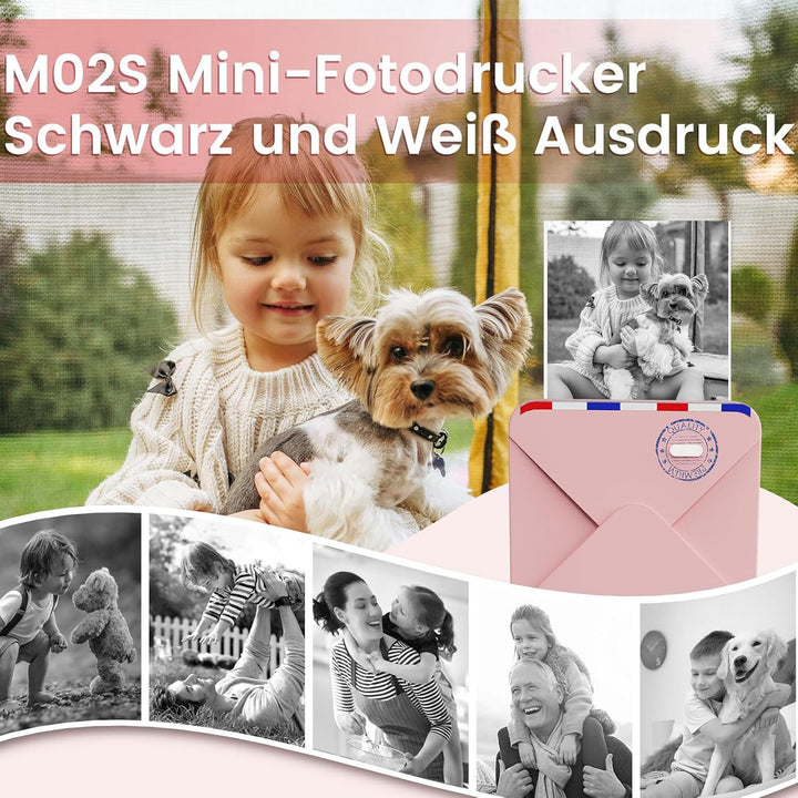 Omezizy Mini Drucker für Smartphone, M02S Mini Sticker Drucker, Bluetooth Thermodrucker, Mini Fotodr