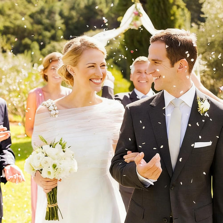 WEBEEDY 2 Stile 98cm Weisse Tüll Brautschals Umhänge Für Hochzeiten Perlen Hochzeitsumhänge Abnehmba