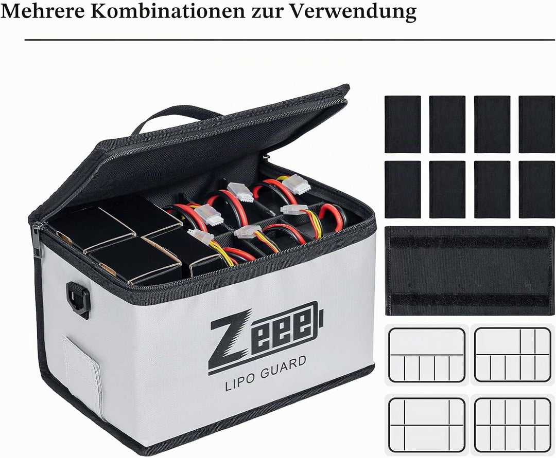 Zeee Lipo Safe Bag, Feuerfeste Lipo Bag mit grosser Kapazität zur Aufbewahrung und zum Schutz der Ba