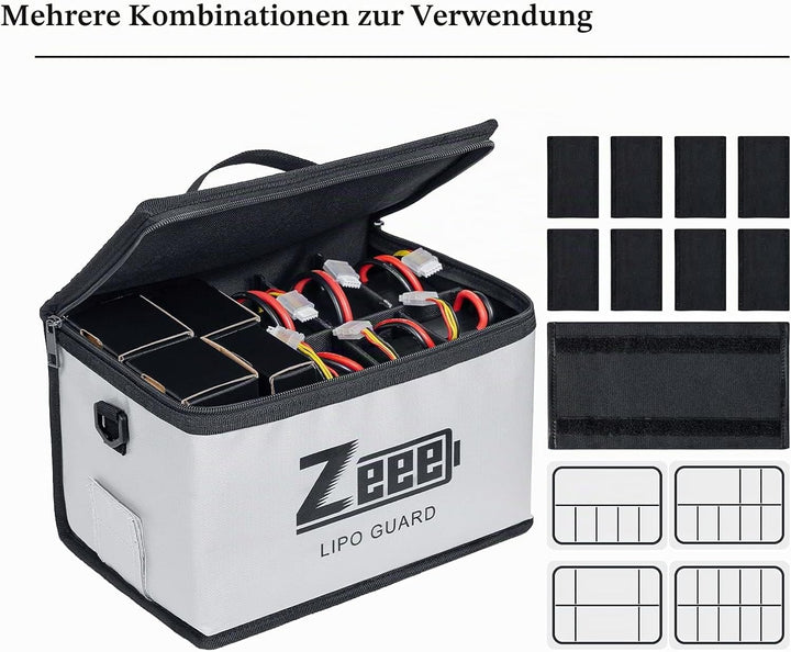 Zeee Lipo Safe Bag, Feuerfeste Lipo Bag mit grosser Kapazität zur Aufbewahrung und zum Schutz der Ba