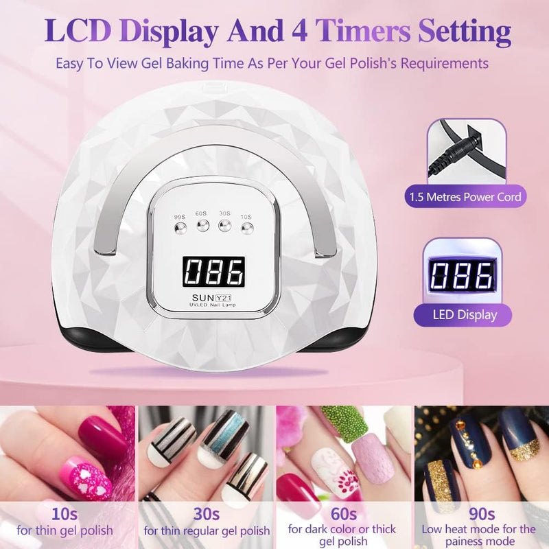 248W UV-LED-Nagellampe, Upgrade 60 LED-Perlen, Nageltrockner für Gelpolitur mit LCD-Display, Auto-Se