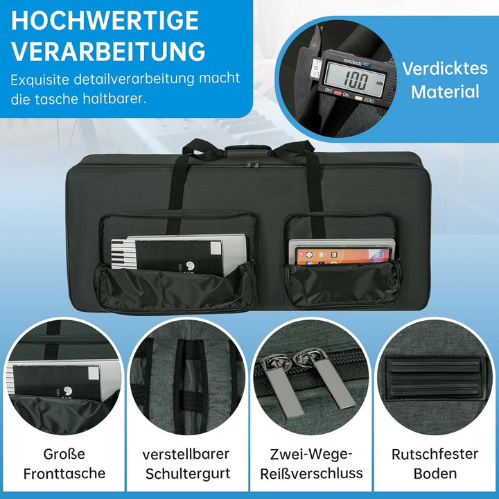 OUUTMEE 61 Keyboard Tasche Zwei Möglichkeiten Zum Tragen,107 x 45 x 16 cm Keyboard Piano Tasche,600D