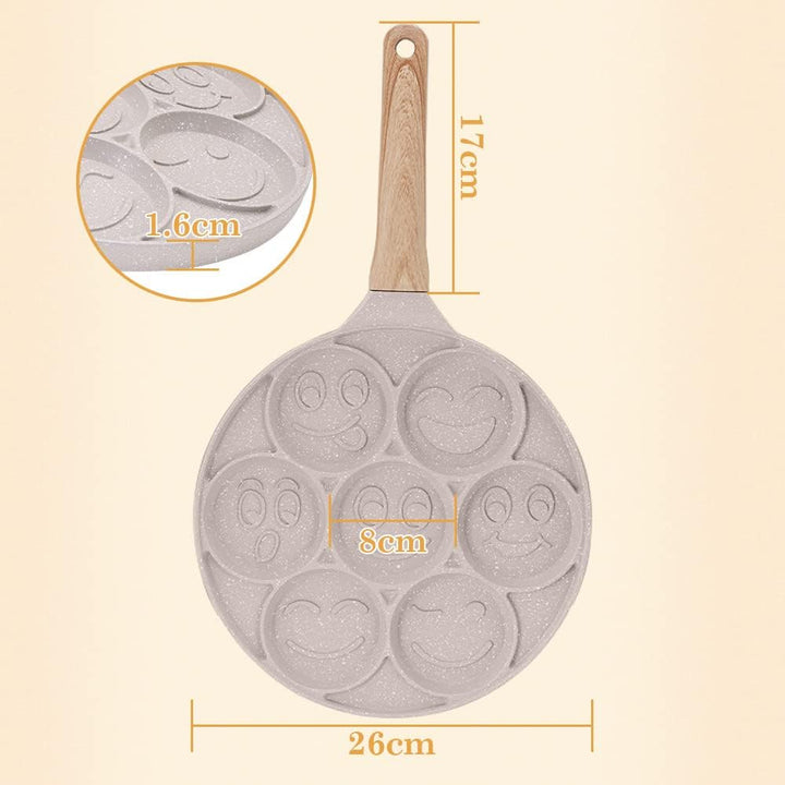 Pancake Pfanne Induktion, Antihaft Pancake Maker 7 Löcher mit Smiley-Gesichtern Spiegelei-Pfanne, zu