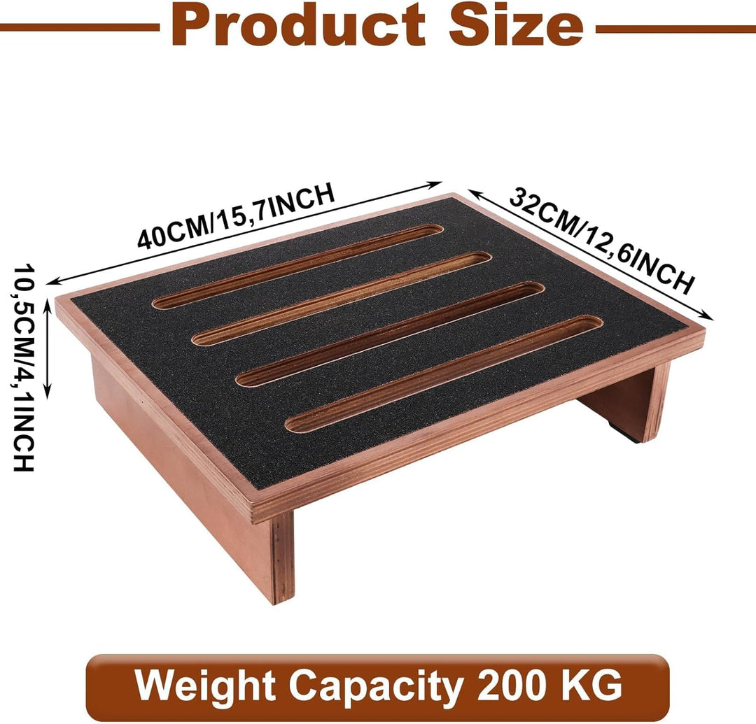 Tritthocker Tritt Holz - Wohnwagen Trittstufe Wohnmobil bis 200 kg Belastbar - 40x32x10.5cm Fussbank