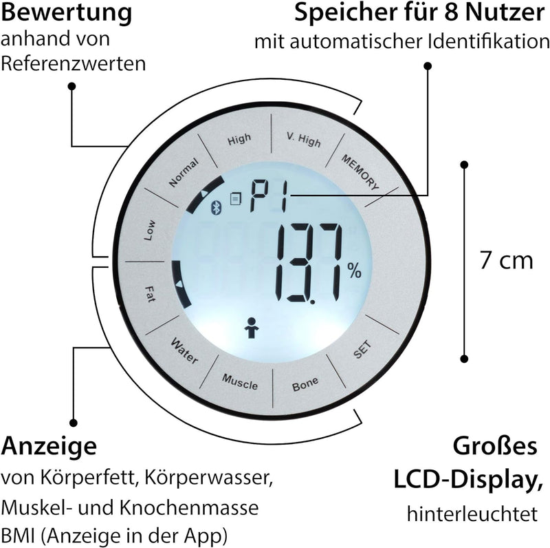 ADE Körperfettwaage BA 1601 digitale Personenwaage mit Körperfettanalyse, Körperanalysewaage mit Kör