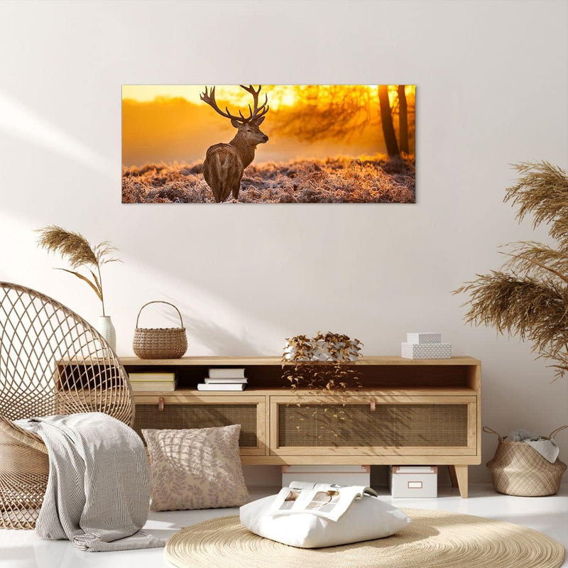 Wandbilder Dekoration Wohnzimmer Herbst landschaft natur blatt Panorama Bilder auf Leinwand 120x50cm