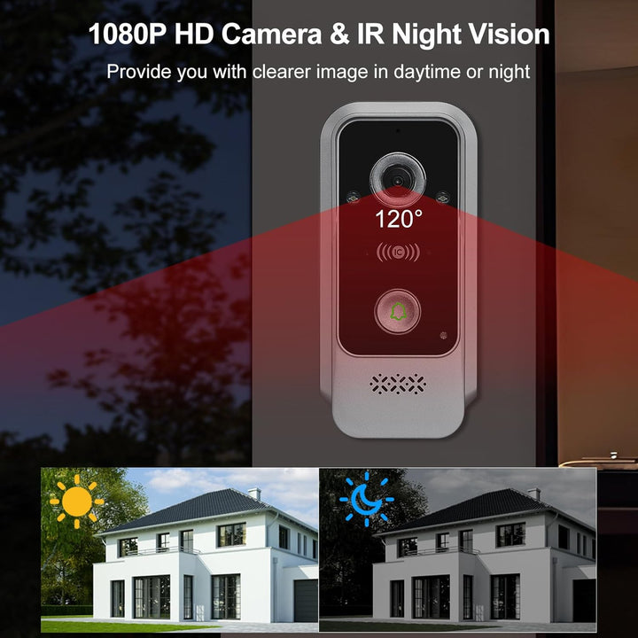 2 Draht WLAN 1080P HD Video-Türglocke-Kamera mit Monitor, Video-Türtelefon Intercom-System, 10 Zoll