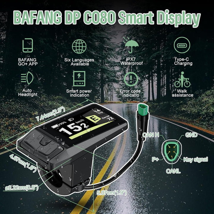 BAFANG Display DPC080 CAN Protokoll für BBS01B BBS02B and BBS03 M620, M600, M510 Mittelmotoren, E-Bi