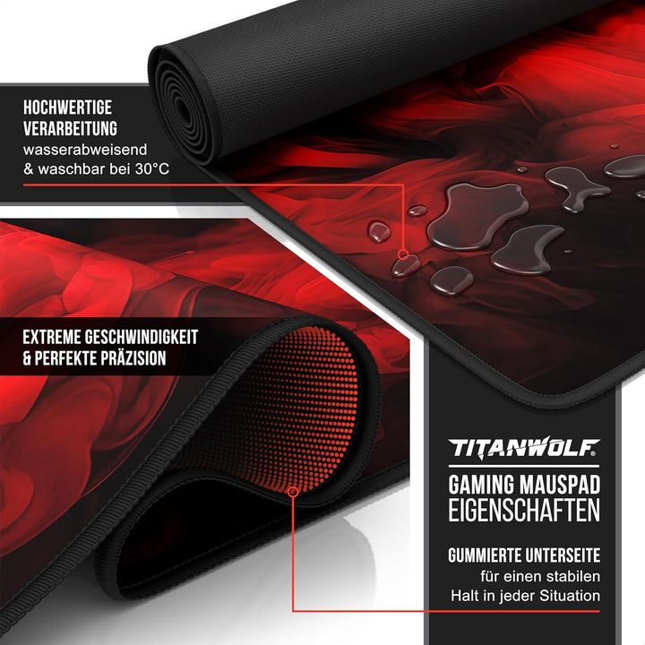 TITANWOLF - XXL Speed Gaming Mauspad 900 x 400mm - XXL Mousepad - Tischunterlage Large Size - verbes