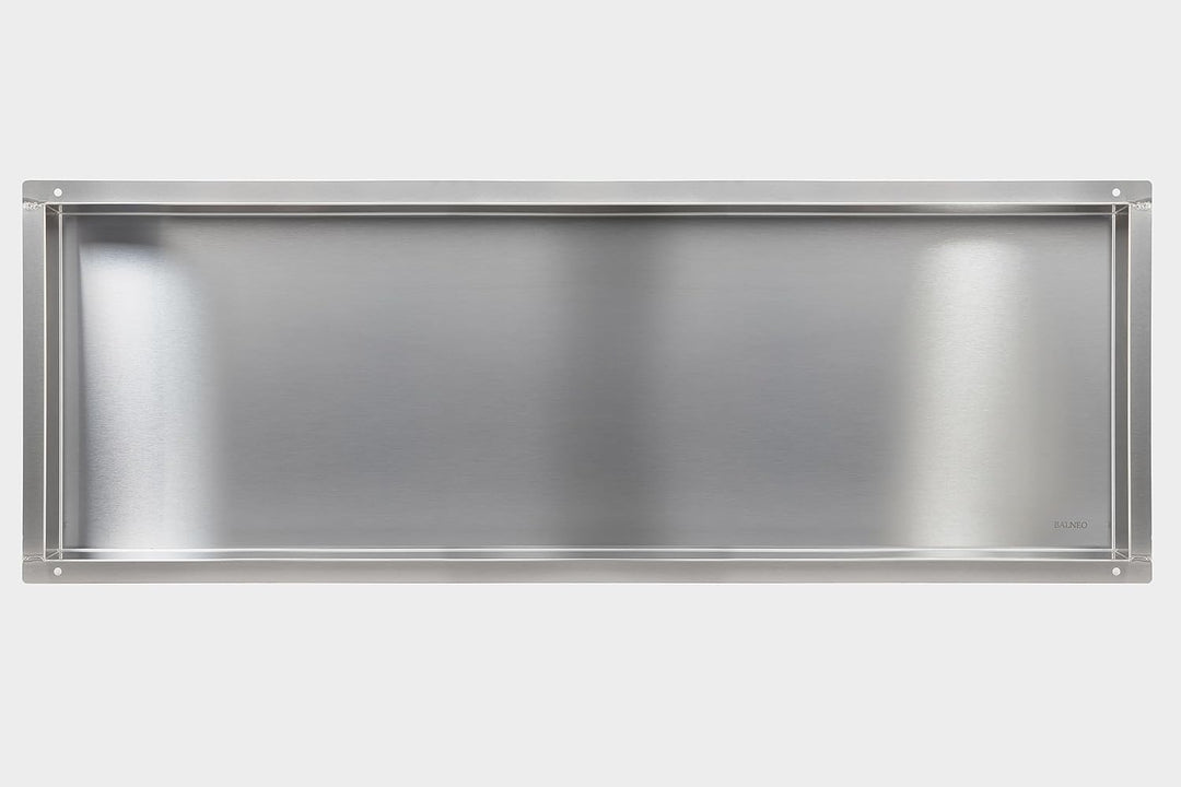 Balneo Wall-Box NO Rim wandnische dusche Edelstahl 90x30x10 cm Duschnische wasserdicht, Flexibler Ni