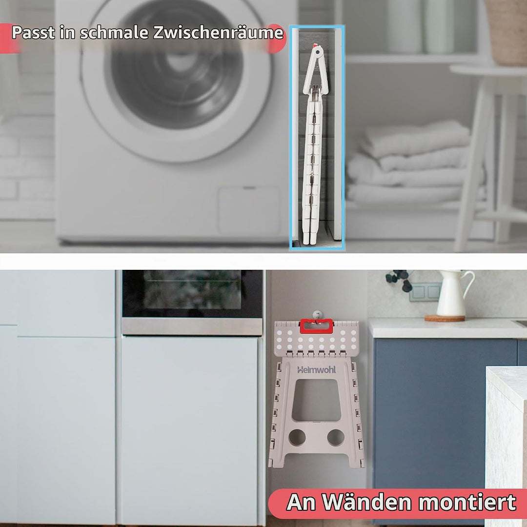 Tritthocker Klappbar 40 cm, 2025 Upgrade Hocker Klappbar mit Sicherheitsverriegelung &amp; Drehgriff, Kl