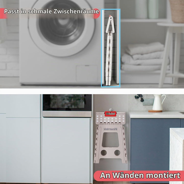 Tritthocker Klappbar 40 cm, 2025 Upgrade Hocker Klappbar mit Sicherheitsverriegelung &amp; Drehgriff, Kl