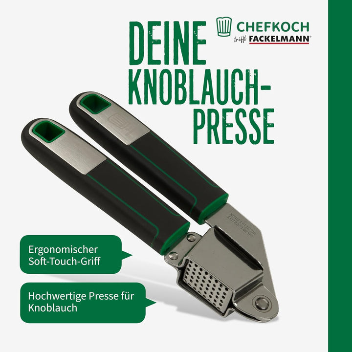 FACKELMANN Knoblauchpresse Premium – Ideal zum Pressen von Knoblauch & Co – Verzinkter Press-Mechani