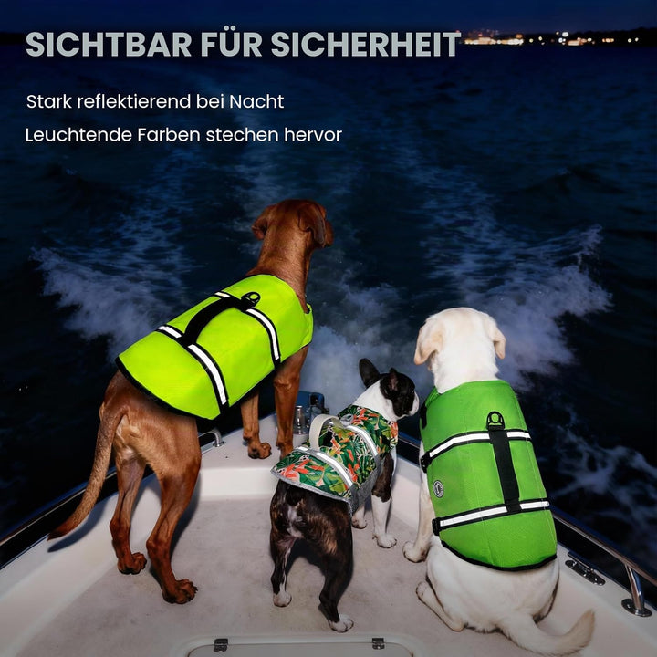 VIVAGLORY Ripstop Hunde Rettungsweste für Kleine Mittel Grosse Hunde Bootfahren, Hund Schwimmweste m