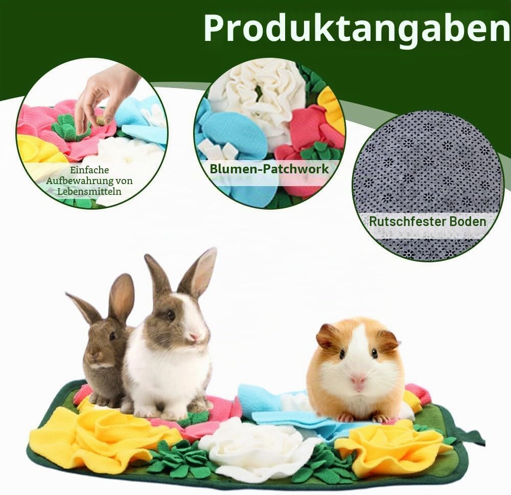 Futtermatte für Kaninchen, Hasen Schnüffelteppich, Schnüffelmatte Kleintiere mit Hängendem Seil für