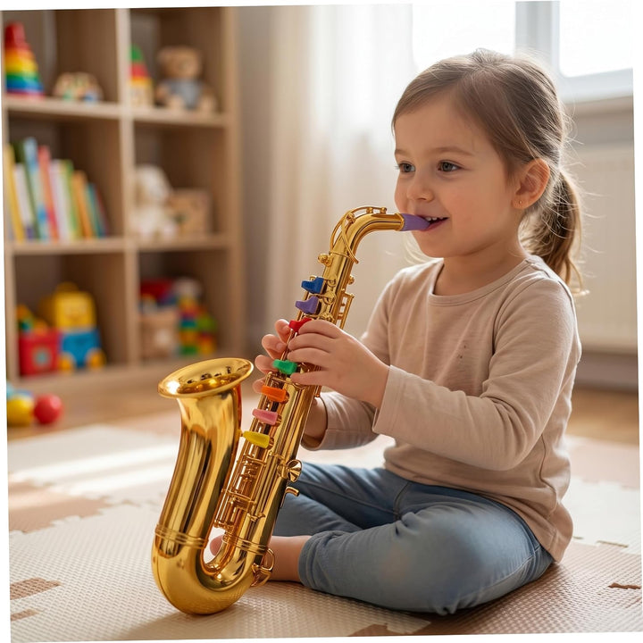 Spielzeugsaxophon, Musikinstrumente für Kinder mit farbcodierten Tasten, Saxophon für Kinder, Lernsp