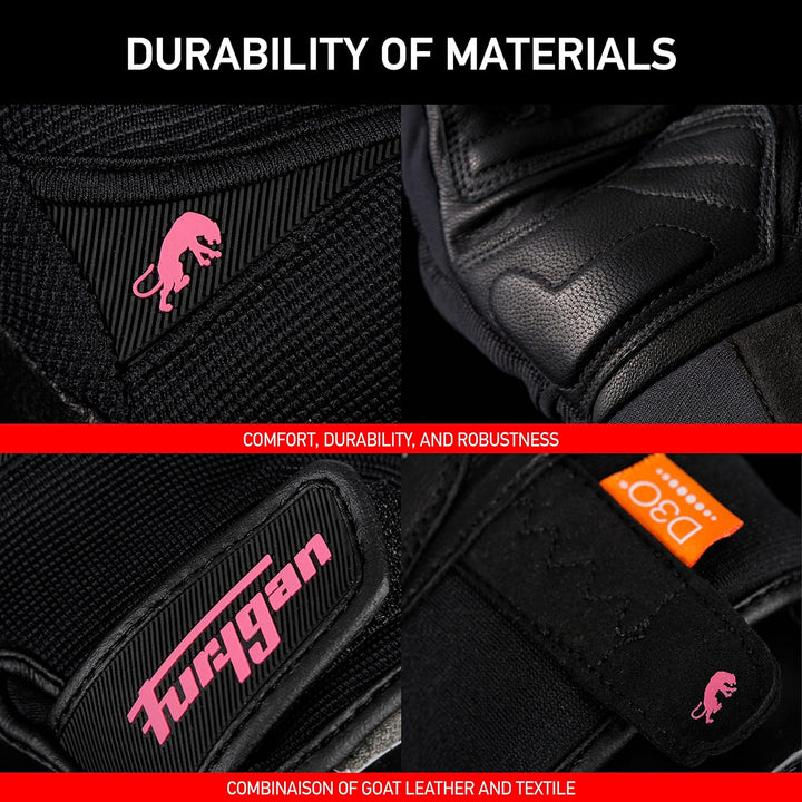 Furygan JET AS D3O Lady - Motorradhandschuhe Damen - Ziegenleder - Touchscreen – Wasserdicht - Atmun