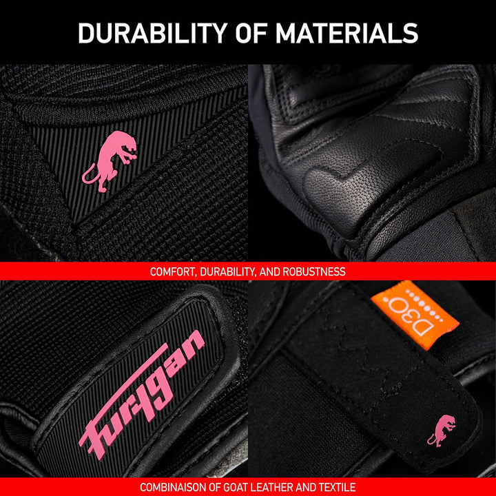 Furygan Jet Lady D3O &amp; EVO Motorradhandschuhe für Damen - 100% Lederhandfläche - Touchscreen-Kompati
