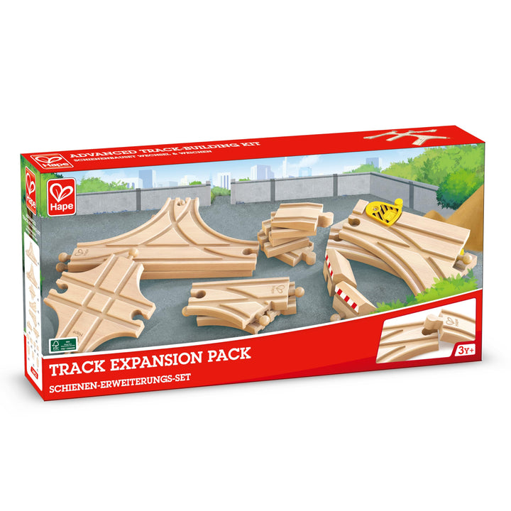Hape Schienen-Erweiterungs-Set, Eisenbahnzubehör, Schienenbauset, Wechsel und Weichen aus Holz