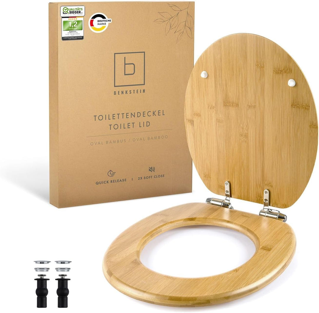 Benkstein® Premium Bambus WC Sitz mit Absenkautomatik – Quick Release Funktion – Hochwertiger Klodec