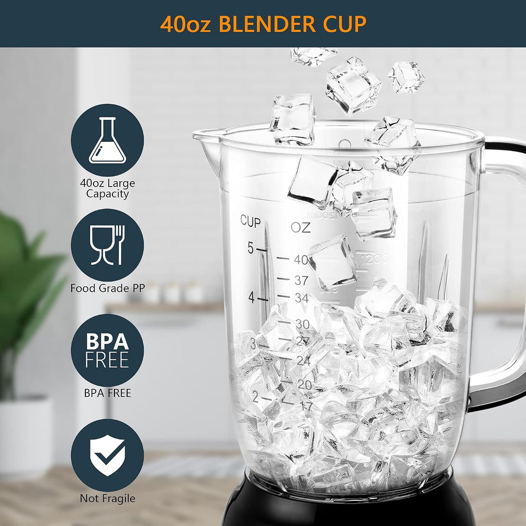 Bear Countertop Blender, 500W Professioneller Smoothie Mixer mit 1200ml Becher für Shakes und Smooth