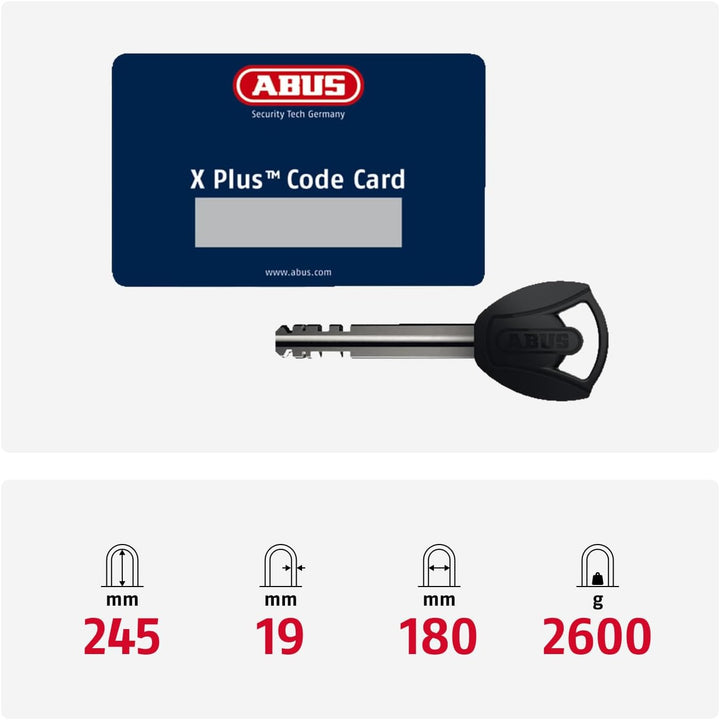 ABUS Bügelschloss Granit Extreme 59 – Motorrad- & Fahrradschloss mit XPlus Zylinder – höchstes ABUS-