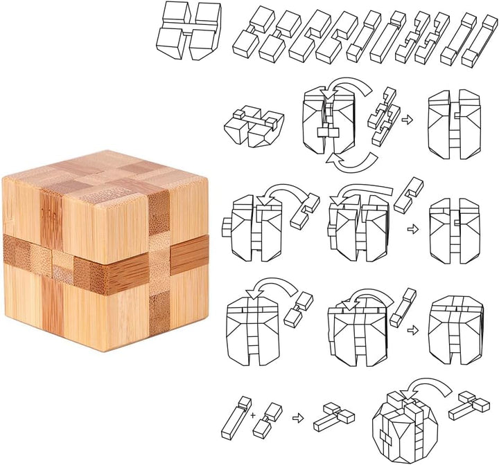 Holzsammlung 12 Stück Knobelspiele Holz, Geschicklichkeitsspiel Holz, Logikspiele IQ Spiele Geduldsp