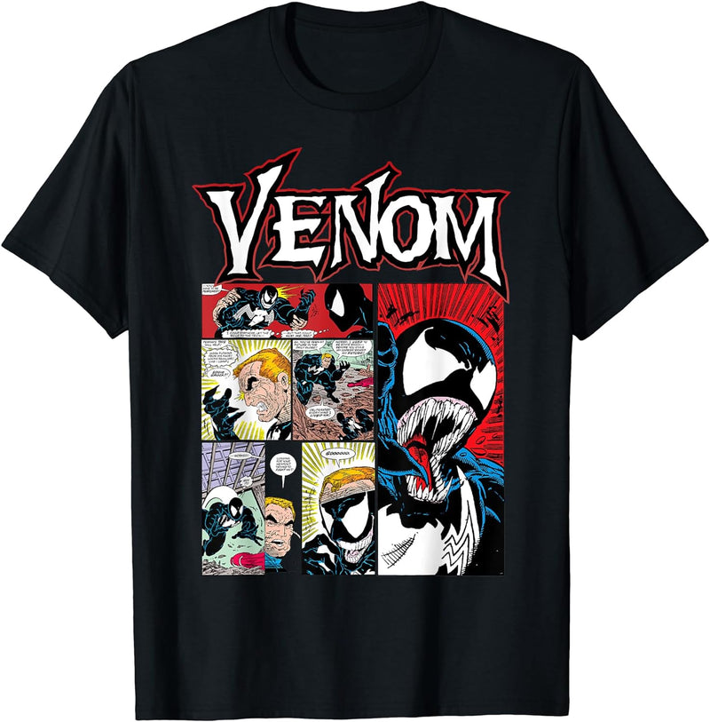 Mens Marvel Venom Classic Retro Comic Panel Art Intro T-Shirt Large White