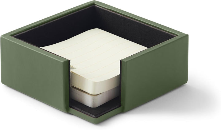 Eglooh - Minerva - Notizzettel Box Leder Grün - Zettelbox, Notizklotz, Zettelkasten für Schreibtisch