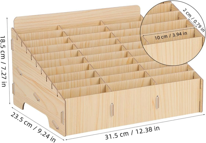 Operitacx Handy-Aufbewahrung für Schule, Handy, Gitter, Organizer, Holz, 30 Steckplätze, Handybox, K
