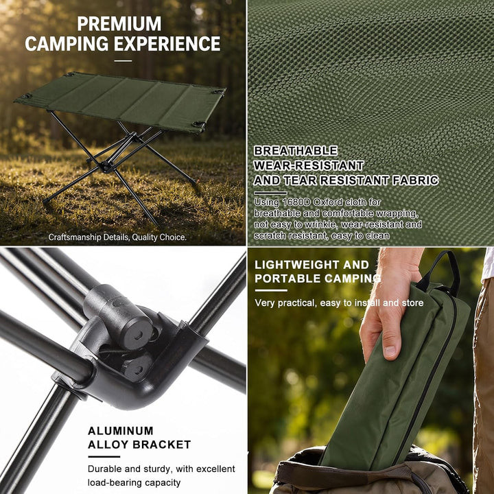 Klappbarer Campingtisch Ultraleicht und stabil, Tragbarer Outdoor Tisch mit praktischer Tragetasche,