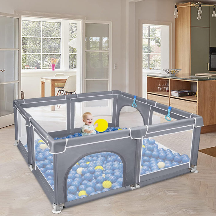 ACXIN Laufstall Baby Laufgitter 127x127x68cm mit Rutschfester Basis und Atmungsaktivem Netz, Stabile