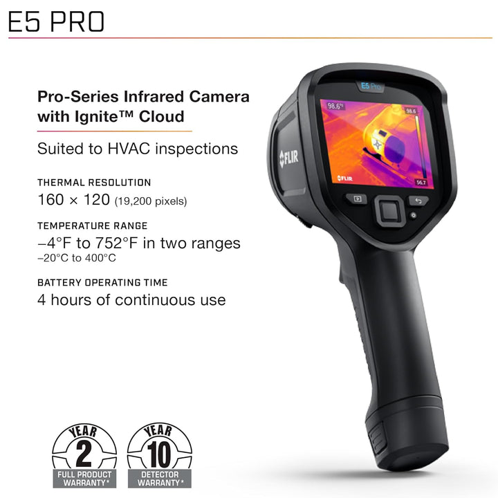 FLIR E5 Pro - Commercial Thermal Imaging Camera with Wifi. High Resolution Infrared Cameara with FLI