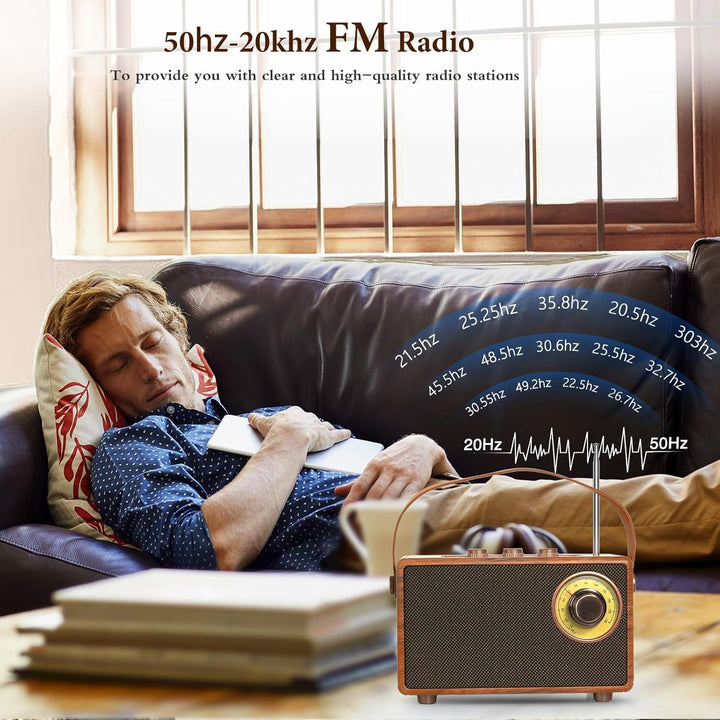 COLSUR Klassischem Retro Bluetooth Lautsprecher,Outdoor Holz Tragbarer Lautsprecher mit Nostalgie Vi