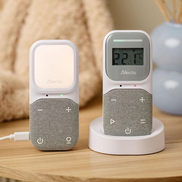 Alecto DBX140 - Modernes Full Eco Audio Babyphone mit klarer DECT-Klangqualität, Display und Nachtli